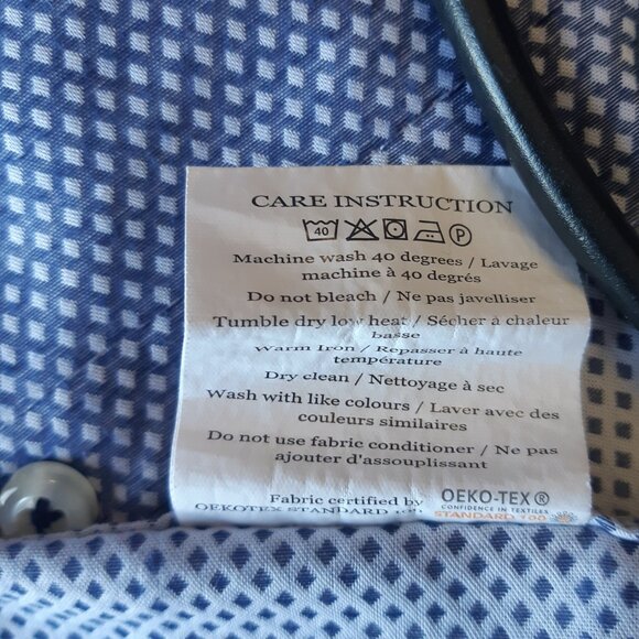 ⚡️BUY 3 for $55⚡️ Bruun & Stengade SZ 16 Slim Fit Blue & White Men's Shirt - Picture 7 of 13